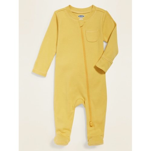Unisex Solid Footie Pajama One-Piece for Baby in Bee In A Bonnet, size: 6-9 M