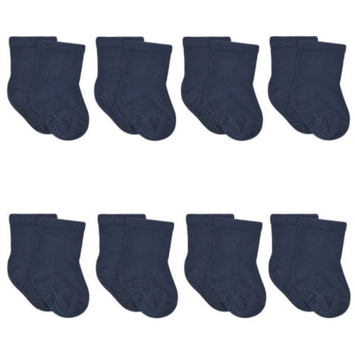 8-Pack Baby &amp; Toddler Navy Wiggle Proof® Jersey Crew Socks