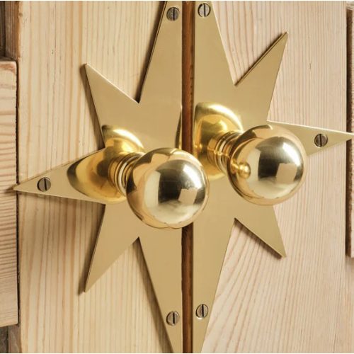 Pair of Star Backplates, Polished Brass