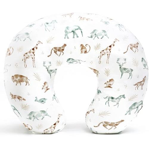 GRSSDER Nursing Pillow Cover Stretchy Minky Removable Nursing Covers for Breastfeeding Pillows, Ultra Soft Comfortable Slipcover for Boy and Girls, Stylish Pretty Animals