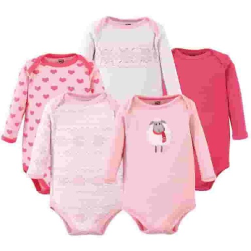 Hudson Baby Cotton Long-Sleeve Bodysuits, 5-Pack, Newborn- 24 Months