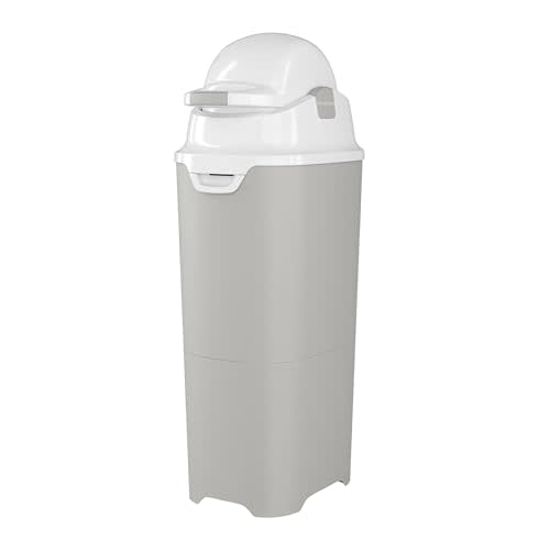 Foundations Tall Diaper Pail with Airtight Lid - Durable & Odorless Diaper Disposal, Large Capacity, Holds up to 60 Newborn Diapers, Refill with Any Bags - Gray