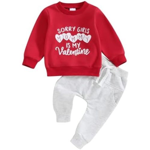 Valentine 's Day Outfit Clothes Set Infant Toddler Baby Boy Long Sleeve Sweatshirt and Pants Set
