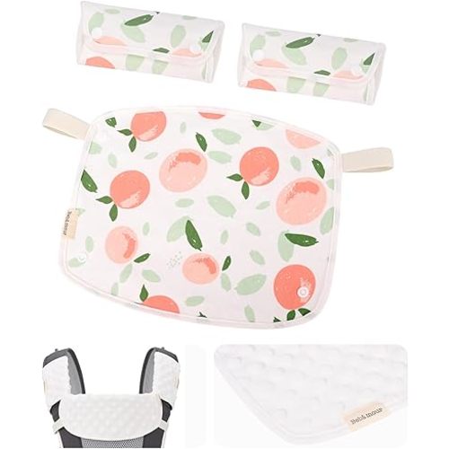 Bebamour Drool and Teething Reversible Cotton Pad For All Carry Positions Baby Carrier White Drool Bib For Boys & Girls(Peach)