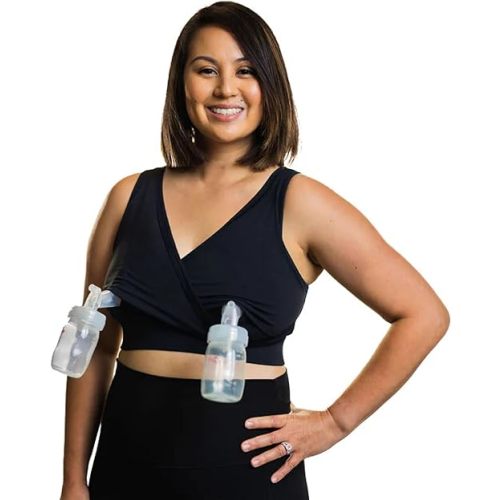 Everyday Luxe Nursing & Hands-Free Pumping Bra - Nursing and Pumping Bra Fits All Standard Pump Flanges and Wearable Pumps