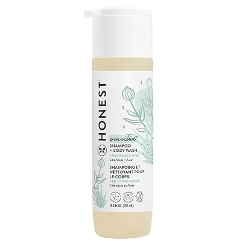 The Honest Company 2-in-1 Cleansing Shampoo + Body Wash | Gentle for Baby | Naturally Derived, Tear-free, Hypoallergenic | Fragrance Free Sensitive, 10 fl oz - 10 Fl Oz (Pack of 1)