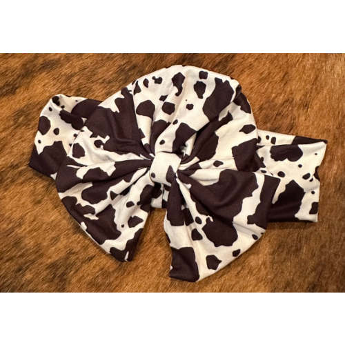 Black and white cowprint baby bow
