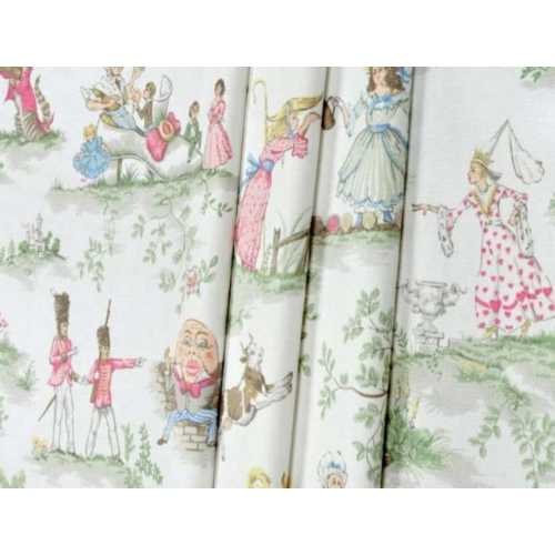 Curtain Panels - Set of 2 - "Covington Over The Moon" Toile Fabric - each 22" wide - Lining optional - Nursery Rhyme - Handmade Drapes