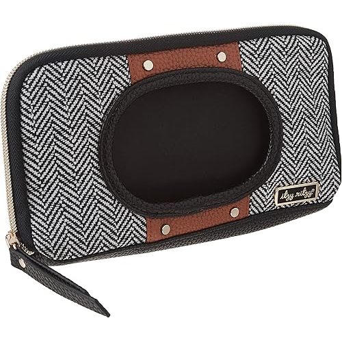 Itzy Ritzy Travel Wipes Case – Portable, On-The-Go Baby Wipes Holder Including Removable Clips for Car Visor Or Seat Back, Designed to Hold Packs of Up to 64 Wipes, Coffee & Cream