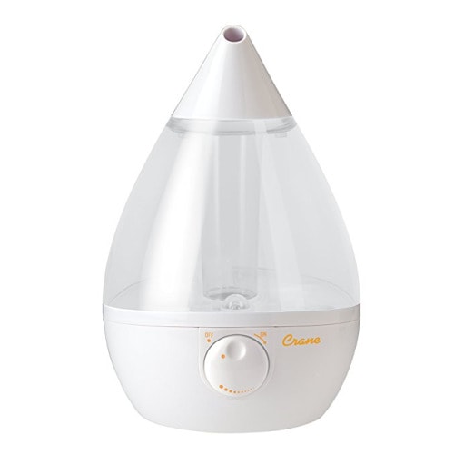 Crane Ultrasonic Cool Mist Humidifier, Filter-Free, 1 Gallon, for Home Bedroom Baby Nursery and Office, Clear and White