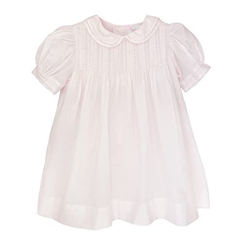 Petit Ami Baby Girls' Dress with Pintucks and Feather Stitching, Pink