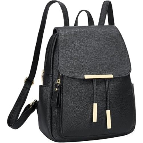 KKXIU Trendy Leather Backpack Purse for Women and Ladies Shoulder Travel Daypacks Bags (A-Black)