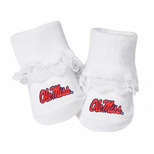 Future Tailgater Mississippi Ole Miss Rebels Baby Toe Bootie Socks with Lace