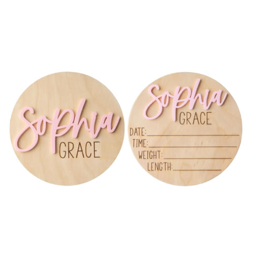 Personalized Newborn Announcement Sign for Hospital - Wooden Birth Announcement Sign for Hospital - Baby Name Announcement Sign - Baby Milestone Signs - Boy Girl - Double Sided