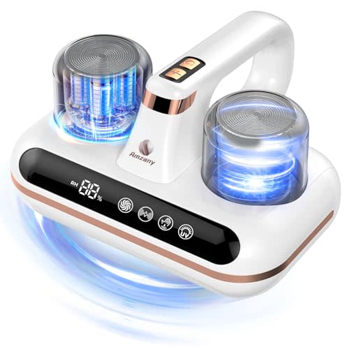 Amzany Mattress Vacuum Cleaner - 5-in-1 Cordless Bed Vacuum Cleaner, Powered by UV-C Light & Ultrasonic Technology, 16Kpa Strong Suction,Low Noise,Suitable for Dust, Pet Hair, Etc.