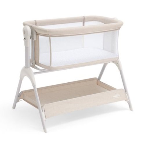 HARPPA 3 in 1 Baby Bedside Bassinet Sleeper, Baby Bassinet with Rocking and 5 Heights Adjustable, Beige