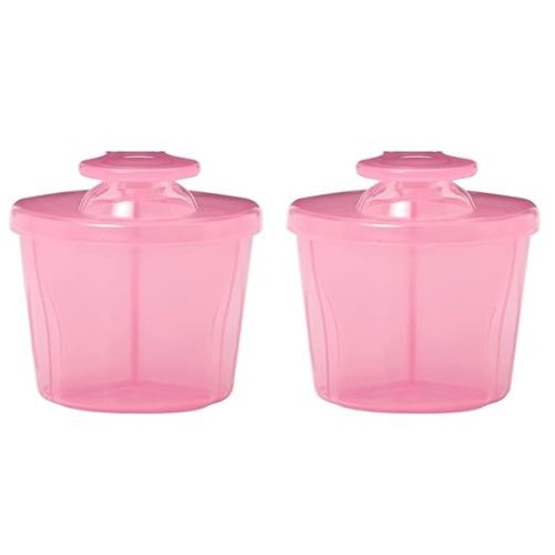 Dr. Brown's Baby Formula Dispenser with Snap-On Lid for On-The-Go Feedings,Milk Powder Dispenser for Traveling with Infant,Pink Pack of 2