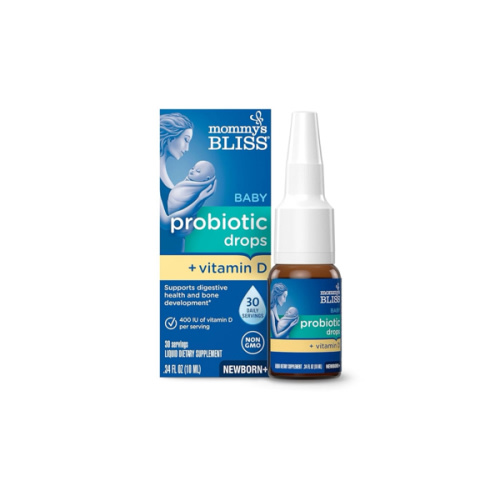 Mommy's Bliss Baby Probiotic Drops + Vitamin D, Supports Digestive Health and Immunity, 400IU Vitamin D for Healthy Bone Development, Newborns +, Flavorless, 0.34 Fl Oz (30 Servings)