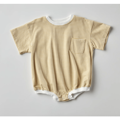Cory Pocket Romper in Yellow Stripes | Baby and Toddler | WinnieandCrew.com – Winnie + Crew