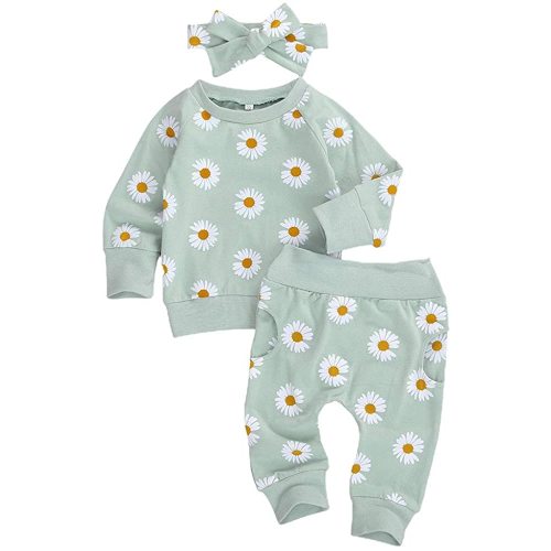 0-24M Flower Newborn Infant Baby Girl Clothes Set Long Sleeve Sweatshirts Tops Pants Outfits