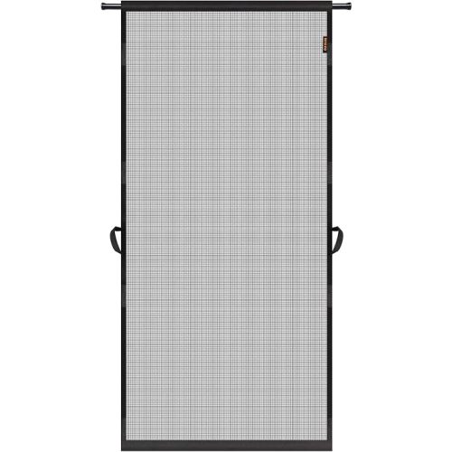MAGZO Hanging Screen Door, Fits Door Size 30" x 80" (Curtain Size 32'' x 81''), Upgraded Fiberglass Mesh Net with Tension Rod&Hook&Loop (One Piece Can be Installed in 2 Ways), Weighted Bottom, Grey