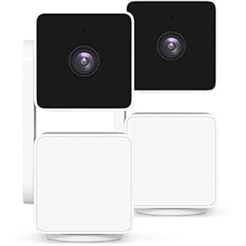 WYZE Cam Pan v3 Indoor/Outdoor IP65-Rated 1080p Pan/Tilt/Zoom Wi-Fi Smart Home Security Camera with Color Night Vision, 2-Way Audio, Compatible with Alexa & Google Assistant, White, 2-Pack