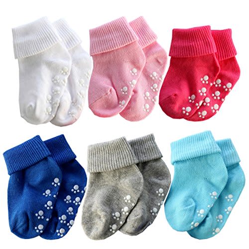 Xiyadun 6 &12 Pairs Infant Toddler Baby Kids Turn Cuff Ruffle Cotton Socks