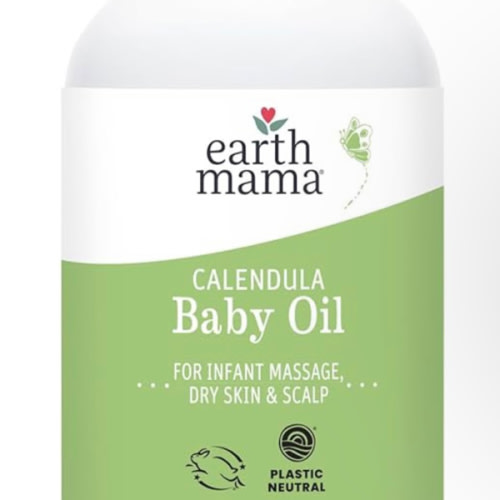 Earth Mama Calendula Baby Oil | Massage Oil for Newborn Skin Care, Dry Skin & Scalp Moisturizer, Fragrance Free, 4-Fluid Ounce - 4 Fl Oz (Pack of 1)