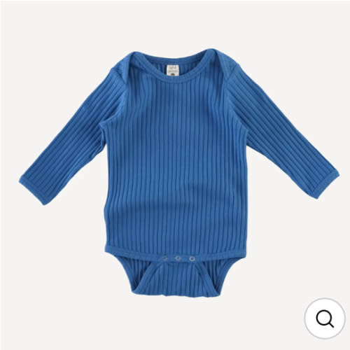 long sleeve lap neck bodysuit | sapphire | organic cotton wide rib