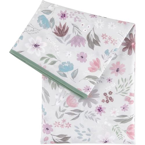 Bumkins Baby Splat Mat for Under High Chair, Babies Toddlers Eating Mess Mat, Waterproof Reusable Cloth for Arts and Crafts, Playtime Mat for Kids, Floors or Tables, Fabric 42inx42in, Floral Gray