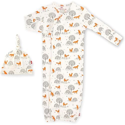 Magnetic Me Organic Cotton Newborn Sleeper Gown & Hat Set | Super Soft Organic Cotton Fabric Sleep Sack