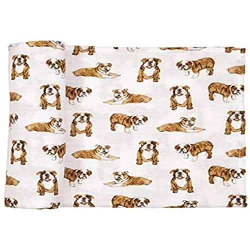 Mud Pie Bulldog Print Muslin Baby Swaddle Blanket, 47" x 47" (12140053)