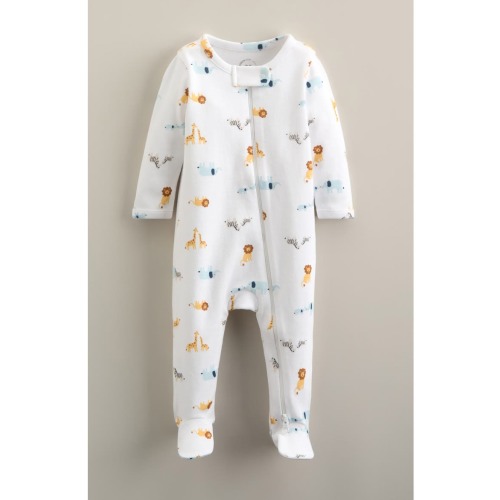 Print Zip Cotton Footie