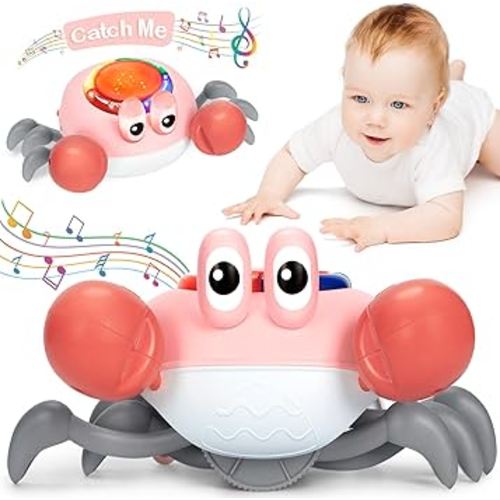 Musical Crawling Crab Baby Toy - Tummy Time Toys for 6-12 Months Boy Girl, Light-up Walking Dancing Moving Crab Toys for 1 Year Old Baby Educational Learning, Crawly Crab Gift for 12-18 Months Infant