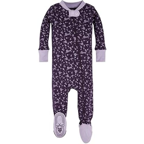 Burt's Bees Baby Girls' Pajamas, Zip Front Non-slip Footed Pjs, 100% Organic Cotton and Toddler Sleepers