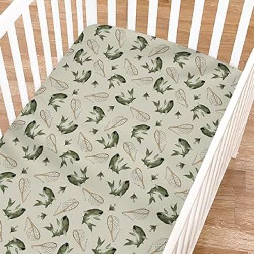 Vintage Bass Fishing Fitted Baby Crib Sheets Girl Boy 52"x28" Lake Fish Crib Mattress Covers Neutral Fishing Lovers Gift Nursery Soft Breathable Baby Sheet for Standard Crib and Toddler Bed Mattress