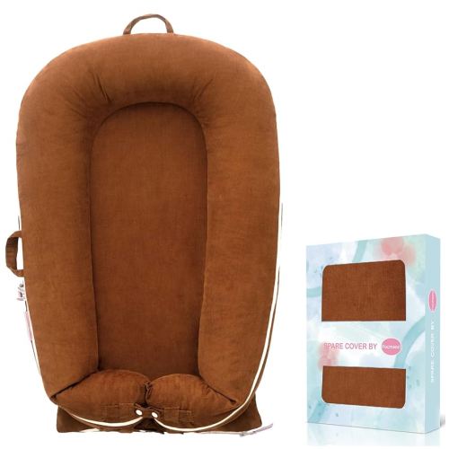 Corduroy Baby Lounger Cover for Dockatot Deluxe + | 100% Cotton Hypoallergenic Newborn Premium Quality Spare Cover(Cover Only) (Brown)