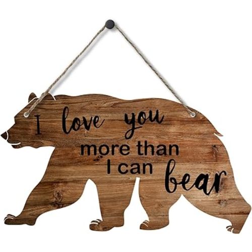 Woodland Nursery Wall Decor for Baby, New Mom Gifts Rustic Sign for Mommy and Kids, Forest Bear Wall Sign, Adventure Woodland Theme, Rustic Nursery Decor