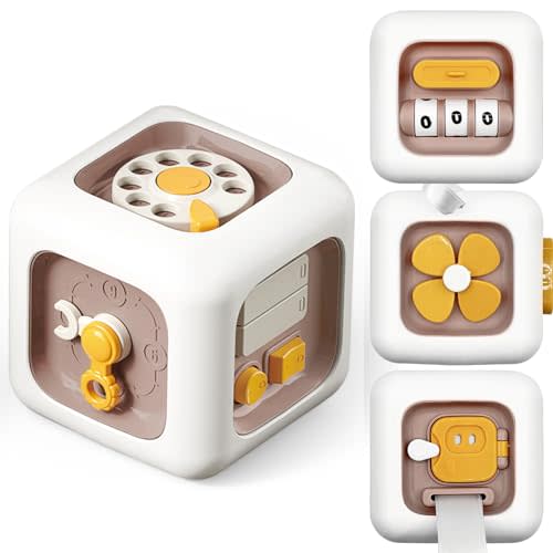 Looguagun Montessori Busy Cube Toy for Toddlers 12+ Month, 6 in 1 Sensory Activity Cube for Kids Hands-on Ability Learning Skill, Best Birthday Gift for Boys and Girls 1+ Year Old