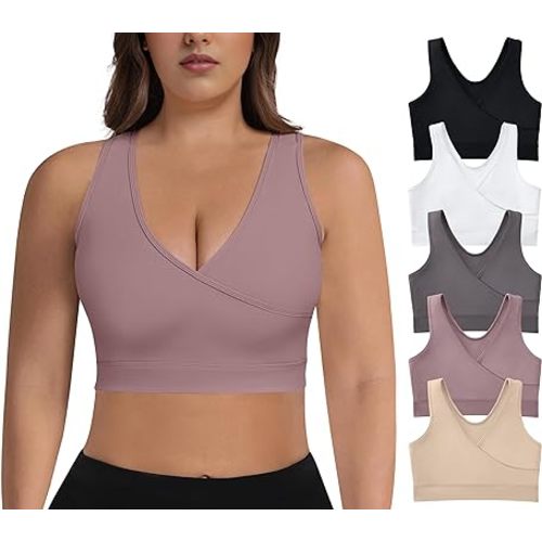 AENLLEY Women Maternity Pregnancy Nursing Bras for Breastfeeding -Racerback Comfrotable Bralette 5Pack