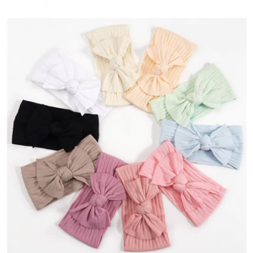 CÉLLOT 10 Colors Super Stretchy Soft Knot Baby Girl Headbands with Hair Bows Nylon Head Wrap For Newborn Baby Girls Infants Toddlers Kids