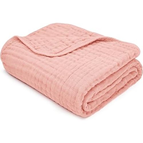 Comfy Cubs Muslin Baby Blanket - Soft, Lightweight, 6-Layer Cotton Swaddle Blankets for Newborns, Infants & Toddlers - 40" x 40" Large, Breathable & Versatile for Sleeping & Tummy Time - Lace Pink
