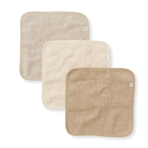 Organic Cotton Woven Terry Solid Washcloths 3 Pack Oat