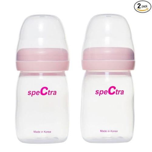 Spectra - Wide Neck Baby Bottles - Compatible with Spectra Breast Milk Pump Flanges (Pack of 2)
