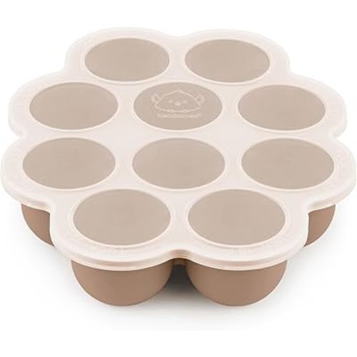 KeaBabies Silicone Food Freezer Trays with Lid, 2oz x 10 Pods Baby Food Storage Containers, Easy Puree Meal Prep, Breast Milk Silicone Freezer Molds, Dishwasher, Microwave Safe,BPA-Free(Chai Latte)