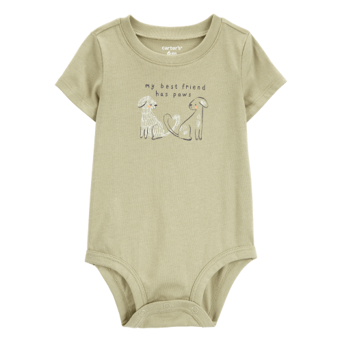 Baby Dog Best Friend Short-Sleeve Bodysuit - Olive - Carter's | Carter's