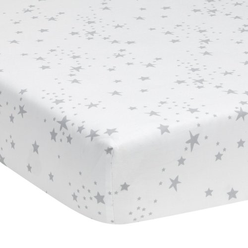 Luna White/Gray Stars 100% Cotton Baby Fitted Crib Sheet
– Lambs & Ivy