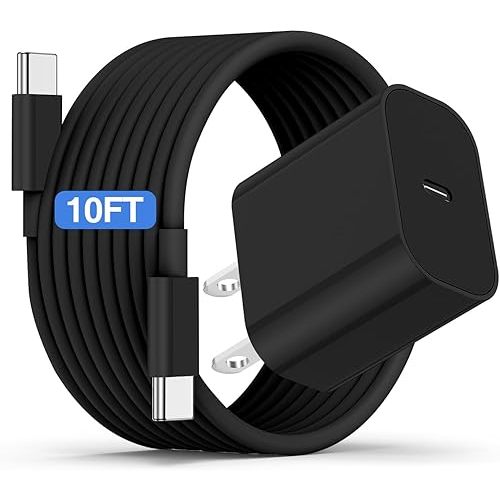 iPhone 16 15 Fast Charger and 10ft Type C to C Cable Cord Long,20W USB C Charging Block for Apple iPhone 16 Pro/16 Plus/15 Pro Max/15/iPad Wall Plug Power Adapter Cube Brick 12.9/11/Air 4th/6 Gen/Mini