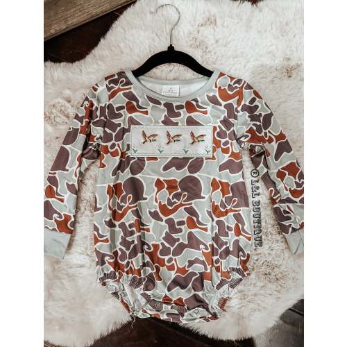 Duck Old School Camo Long Sleeve Onesie