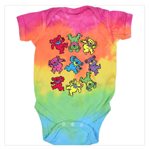 Grateful Dead Spiral Bears Tie-Dye Onesie Liquid Blue